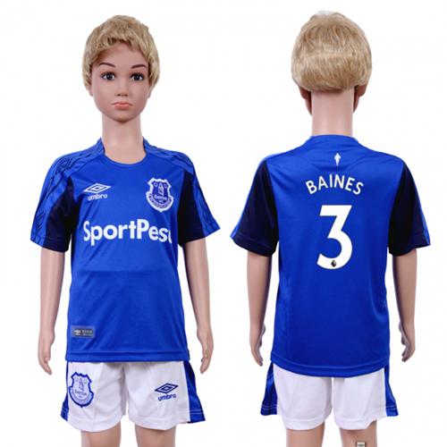 Everton #3 Baines Home Kid Soccer Club Jersey - Click Image to Close